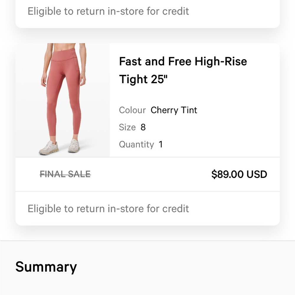 Lululemon Fast and Free High-Rise 25” Leggings